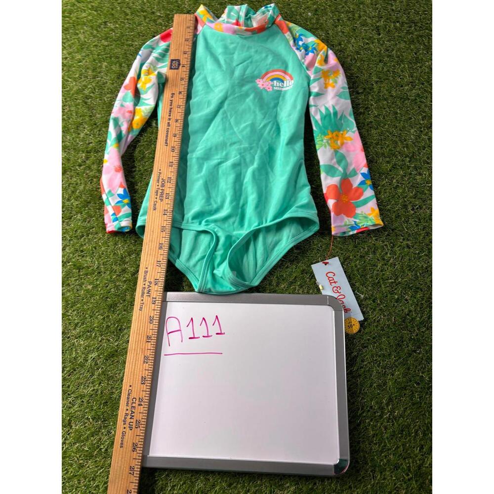 Cat & Jack Girls' XS (4-5)‎ Long Sleeve One-Piece Swimsuit